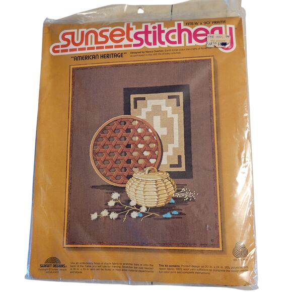 Sunset Stitchery "American Heritage" Needlepoint Kit 16x20 Sealed Vintage 1977 - Picture 1 of 14